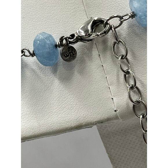Sara Blaine Willow House Blue Jadeite Jade Sterling Single Strand Necklace - Picture 8 of 10